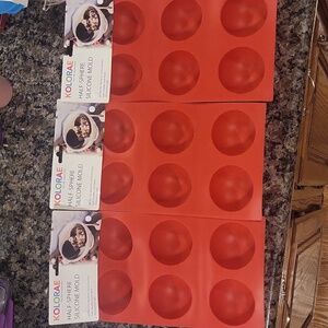 Kolorae Half-Sphere Silicone MOld lot of 3 new RED dishwasher safe  #KOL-0842